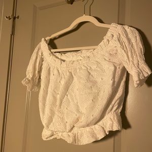 White eyelet crop top